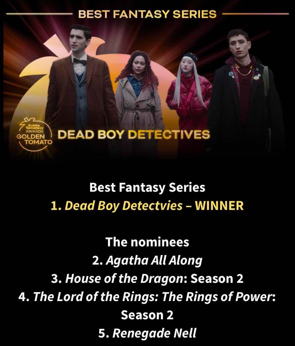 scholar_ximara's tweet photo. An older one, but still valid @netflix. People have been singing its praises since the beginning.

It’s in good company here, @wbpictures, so can we #SaveDeadBoyDetectives now? It’s the #BestShowIKnow.

@StreamOnMax @PrimeVideo @hulu https://t.co/5YR5iSlP38