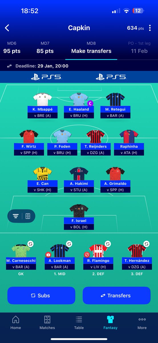 Capkin_FPL's tweet image. My Champion League team ready for the final group stages. 

Salah out for Foden. Haaland captain.

Around 3K, good luck