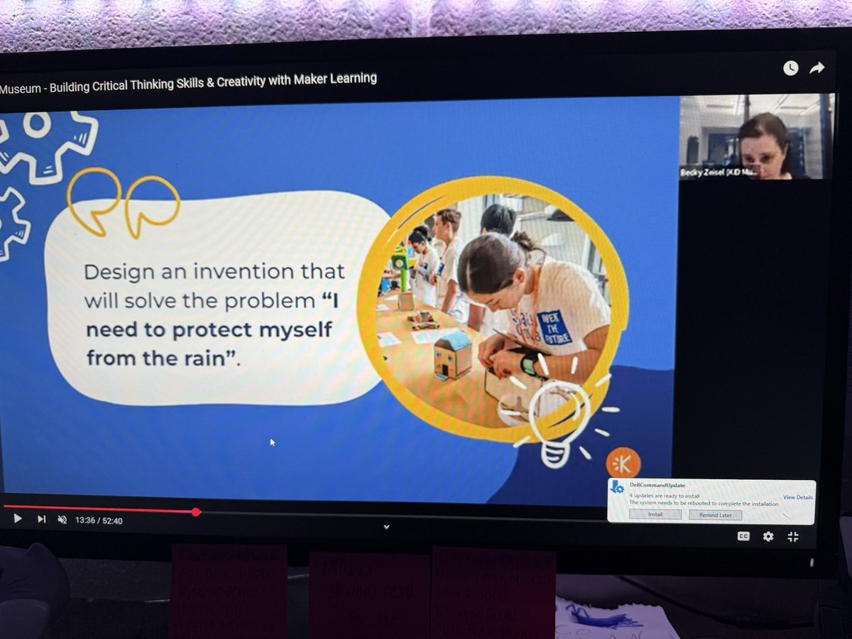 caity3110's tweet photo. 💡How do you bring #MakerLearning into your classroom? Just watched an amazing zoom about exploring creative challenges that build critical thinking &amp; problem-solving! Ready to put these ideas into action! 🚀 #DesignThinking @KyCharge @KEDCGrants @KIDMuseumMD https://t.co/jijfWuv6p1