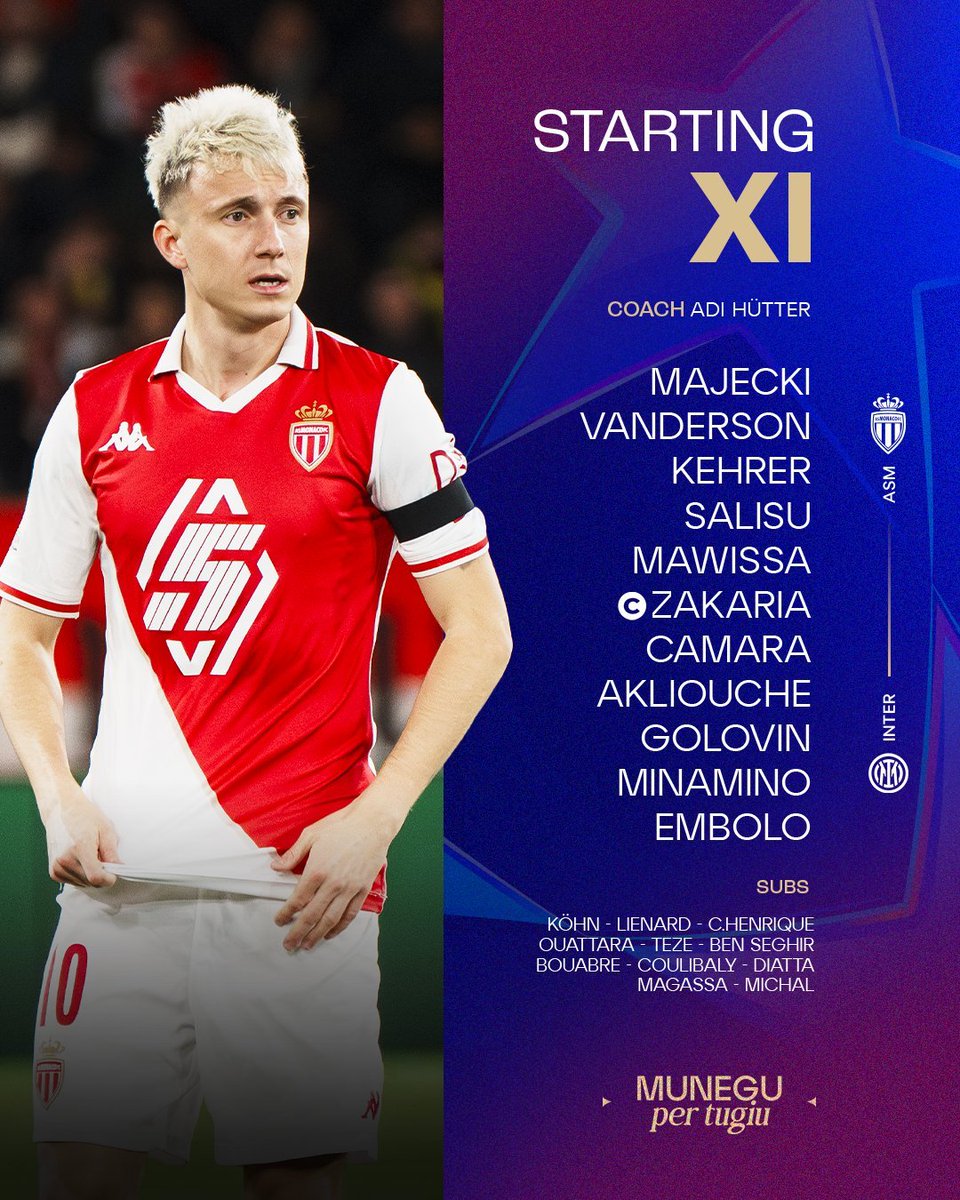 AS_Monaco_EN's tweet image. 𝑺𝑻𝑨𝑹𝑻𝑰𝑵𝑮 𝑿𝑰 🆚 @Inter_en 👊

‣ #InterASM