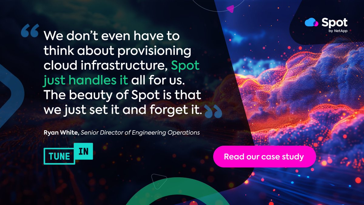 spot_flexera's tweet image. #SpotbyNetApp provided TuneIn with a #FinOps solution:

🔹 Savings by using spot instances 
🔹 Reliability they needed with an enterprise-grade SLA
🔹 In-depth visibility into cost of workloads running in their Kubernetes clusters.

Read our case study: ntap.com/4ghh0vF
