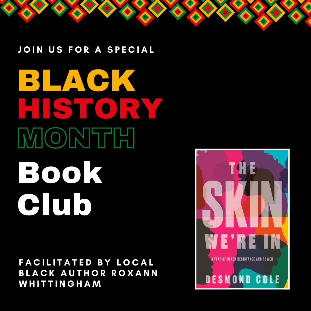 Join us on February 27, 6pm-7pm at our Lakeshore Branch for an enriching book club session celebrating Black history and culture.

📖 Featured Book: The Skin We’re In by Desmond Cole
🗣️ Guest Facilitator: Local Black author, Roxann Whittingham

Details: bit.ly/3PT6RKQ