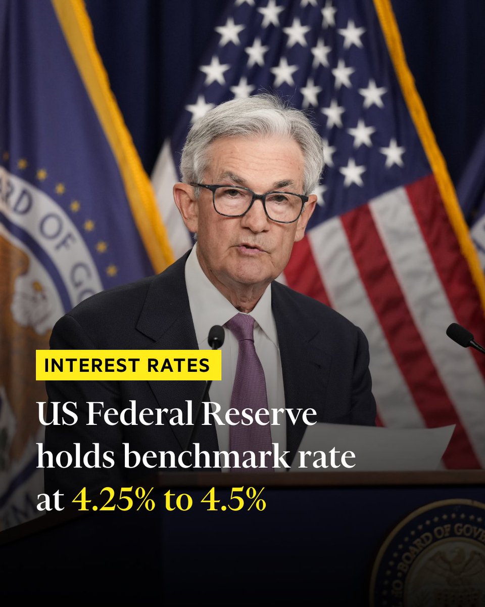Breaking news: The Federal Reserve has left US interest rates on hold at a range of 4.25% to 4.5%, resisting calls from President Donald Trump for deep borrowing cuts on.ft.com/40S5nH6
