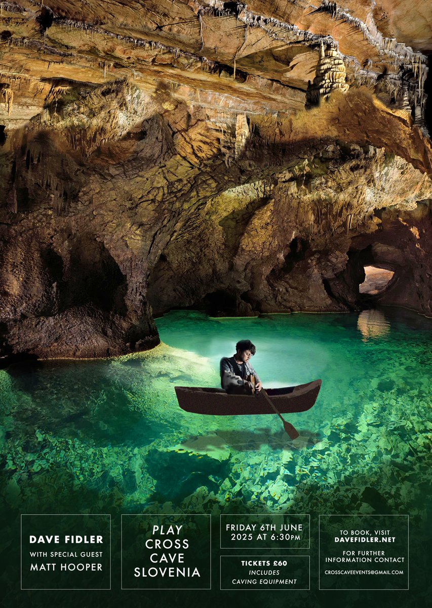 davefid's tweet image. I’m super excited to announce I’ll be playing a once in a lifetime show this June in one of Europe’s most breathtaking natural wonders, The Cross Cave, Slovenia. 

Limited tickets available. Info on flights, accommodation and event details at davefidler.net/crosscave