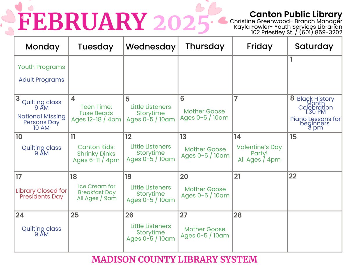 We have so many exciting programs in February! Come visit us!