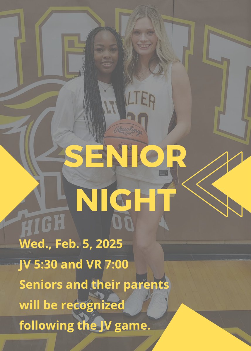 👇 Reminder one week from today! Come out and celebrate our 2 Seniors on Senior Night! 🎓🏀🎓