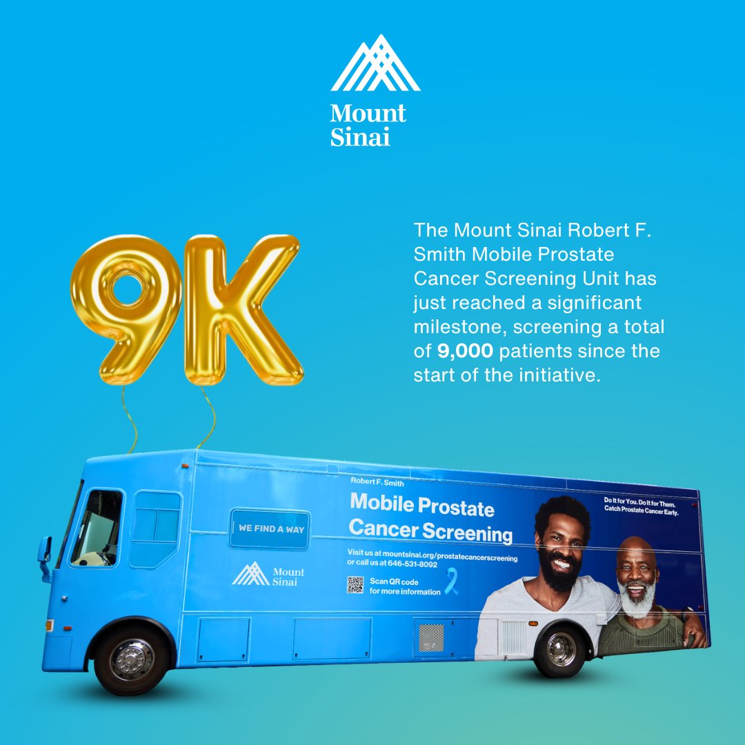 Mount Sinai Department of Urology (@mountsinaiuro) on Twitter photo The Mount Sinai Robert F. Smith Mobile Prostate Cancer Screening Unit has officially screened 9,000 patients since the start of the initiative!
We're proud to bring life-saving screenings directly to the community. Here’s to reaching even more lives!
#Urology <a href="/AshTewariMD/">Ash Tewari, MD</a> The Mount Sinai Robert F. Smith Mobile Prostate Cancer Screening Unit has officially screened 9,000 patients since the start of the initiative!
We're proud to bring life-saving screenings directly to the community. Here’s to reaching even more lives!
#Urology <a href="/AshTewariMD/">Ash Tewari, MD</a>