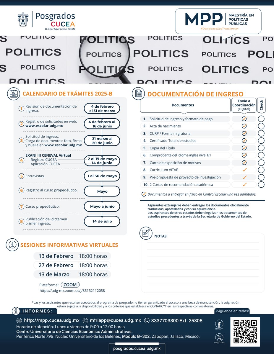 Próxima convocatoria 2025 B, modalidad tiempo completo. 📚