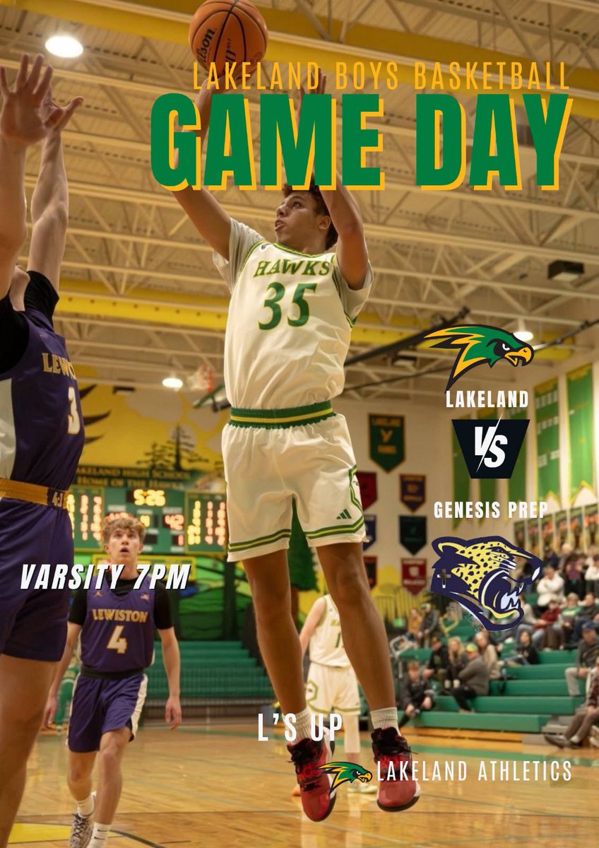 🚨Gameday🚨 
Lakeland (8-8) 🆚 Genesis Prep (8-9)

🗓️: 1/29/25

⏰: 7:00pm

📍: LHS 
#LsUP #DefendReboundRun