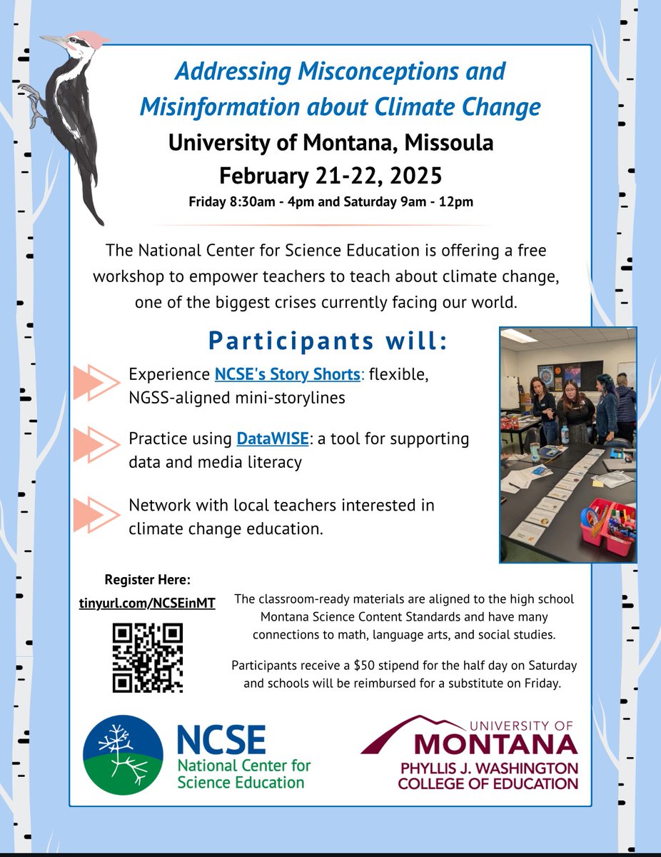Join us in Montana in February for free teacher PD! K-12 science teachers, this is for you! We will provide resources aligned to state standards and a stipend for attending. Please share with your networks #montanascienceteachers #scienceed