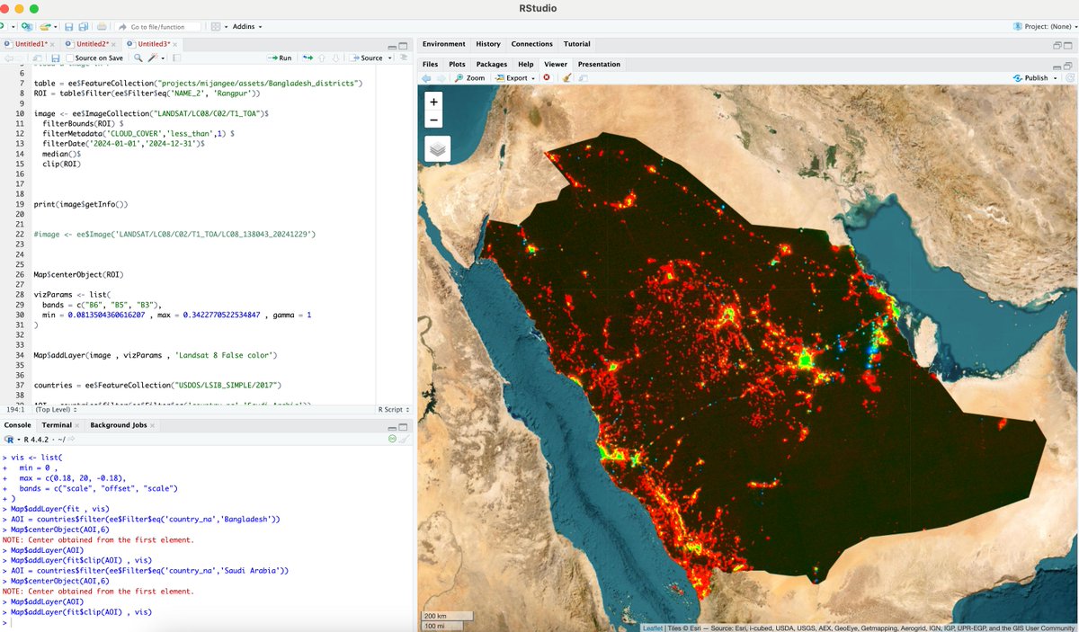 GISRSStudyHacks's tweet photo. Live Training: Google Earth Engine with R for Remote Sensing & GIS Analysis
Tutorial Link: https://t.co/5AU9d6fyke
The Full Course syllabus from this link: https://t.co/i4EFoxX5HU
#rgee #googleearthengine #earthengine #remotesensing https://t.co/6NYhW19OoW