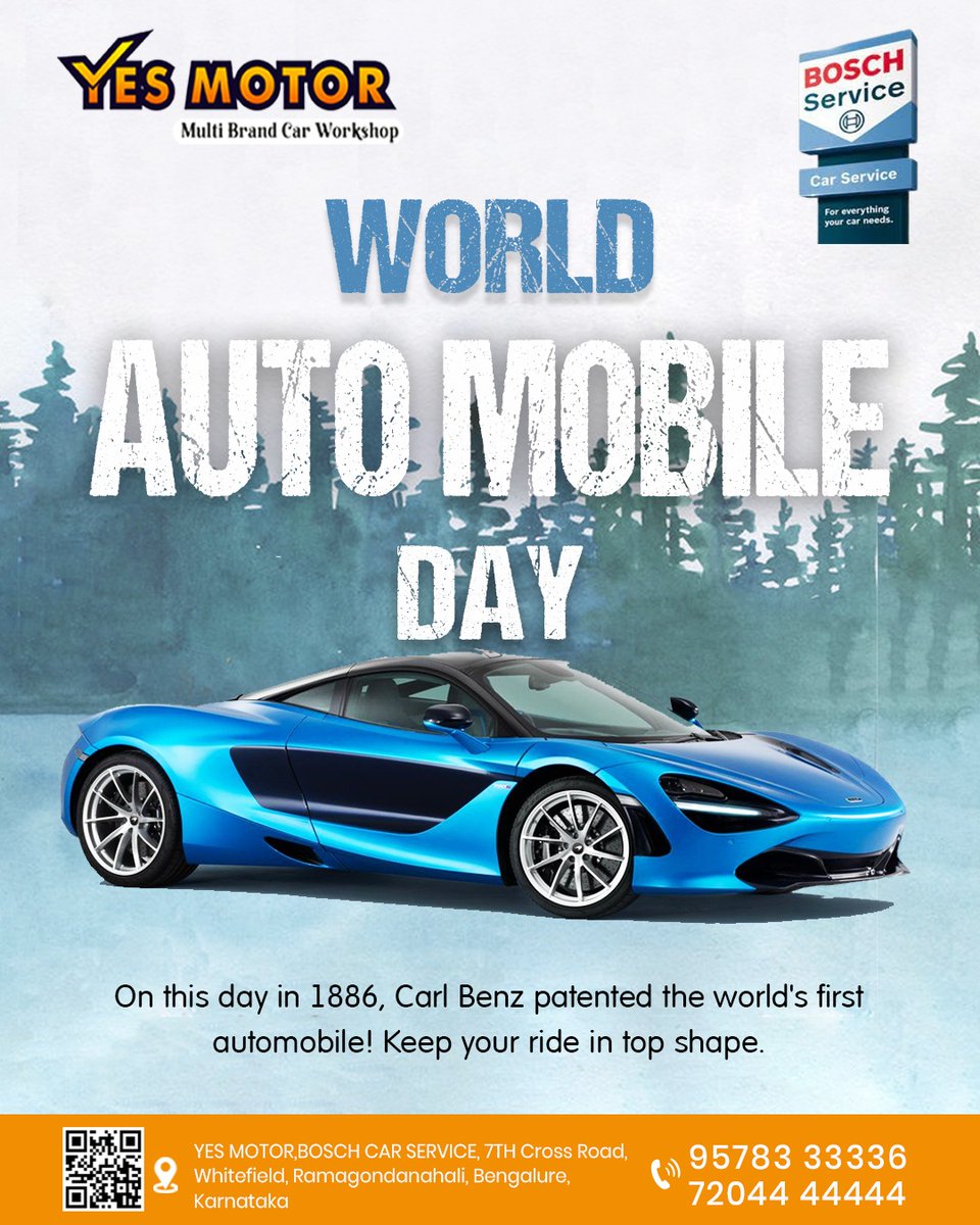 bosch_yes64820's tweet photo. 🚗🌍 World Automobile Day! 🌍🚗
On this day in 1886, Carl Benz revolutionized the world with the first patented automobile! 🚘✨ Keep your ride in top shape with YES MOTOR BOSCH – your trusted car care partner!
#WorldAutomobileDay #YesMotorBosch #DriveSafe #CarCare https://t.co/TaE7BACiIc
