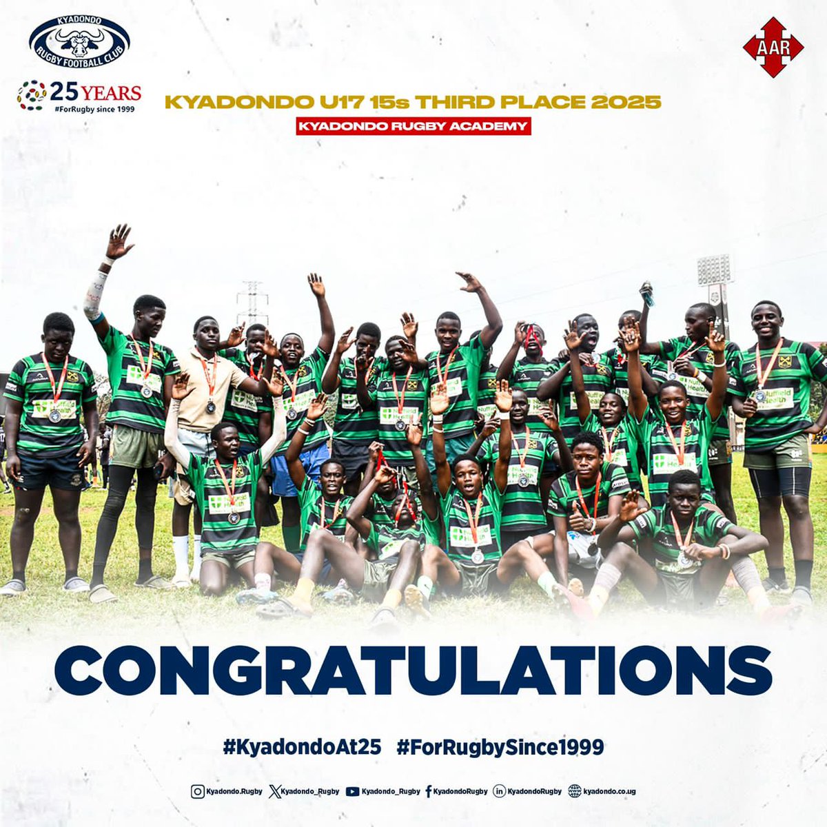 AgeGradeUg's tweet photo. Congratulations to #KyadondoU17s XVs league winners.

🏆 Ivan Magomu Youth Programme - CHAMPIONS.
🥈 Rams Rugby Academy - 1st Runners up
🥉 Kyadondo Rugby Academy - 2nd Runners up https://t.co/iWgEmsMVFi