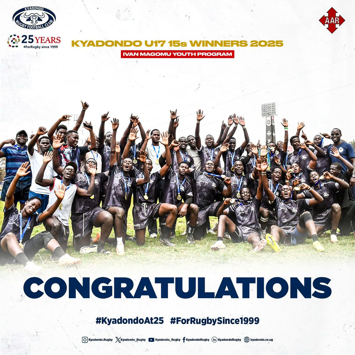 AgeGradeUg's tweet photo. Congratulations to #KyadondoU17s XVs league winners.

🏆 Ivan Magomu Youth Programme - CHAMPIONS.
🥈 Rams Rugby Academy - 1st Runners up
🥉 Kyadondo Rugby Academy - 2nd Runners up https://t.co/iWgEmsMVFi