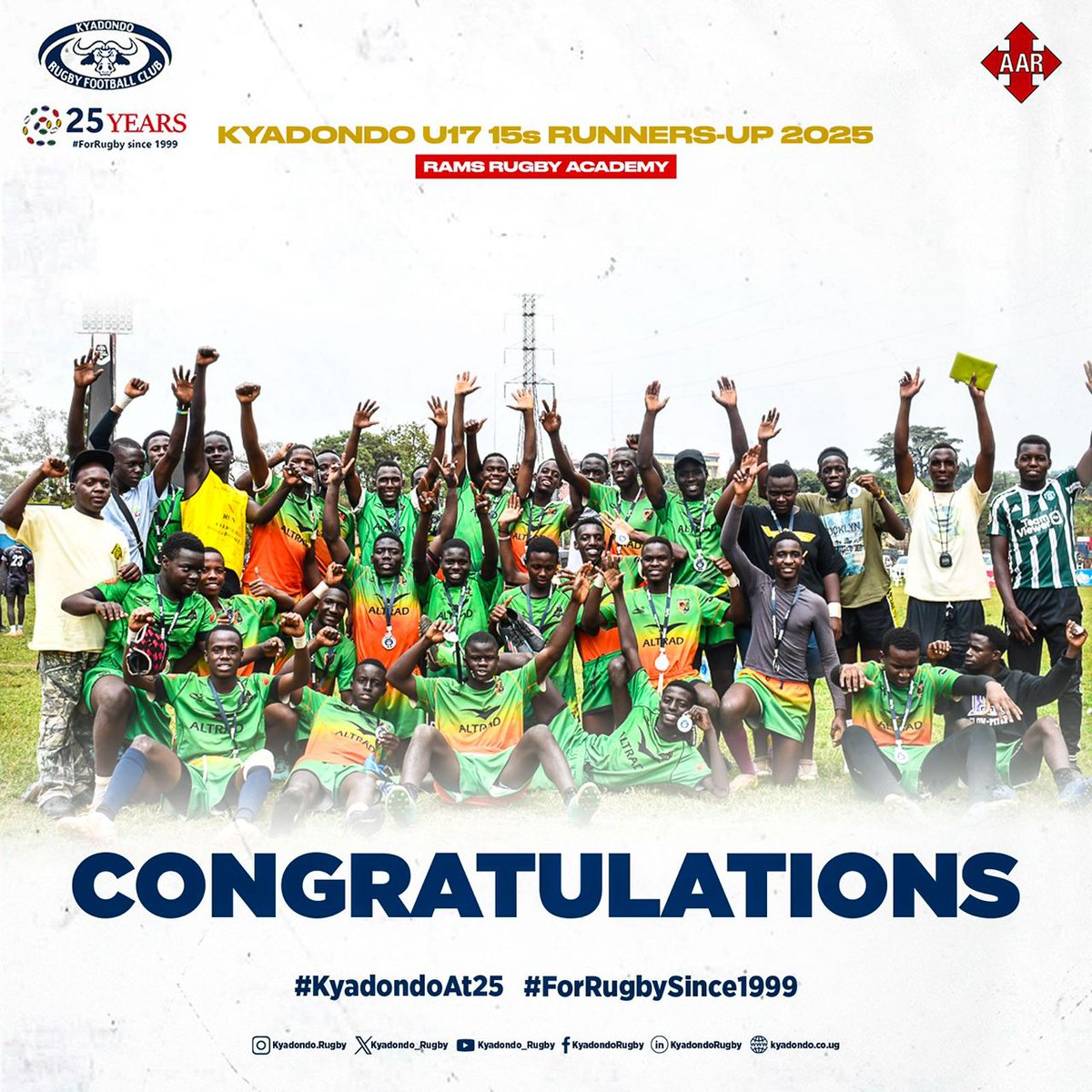 AgeGradeUg's tweet photo. Congratulations to #KyadondoU17s XVs league winners.

🏆 Ivan Magomu Youth Programme - CHAMPIONS.
🥈 Rams Rugby Academy - 1st Runners up
🥉 Kyadondo Rugby Academy - 2nd Runners up https://t.co/iWgEmsMVFi
