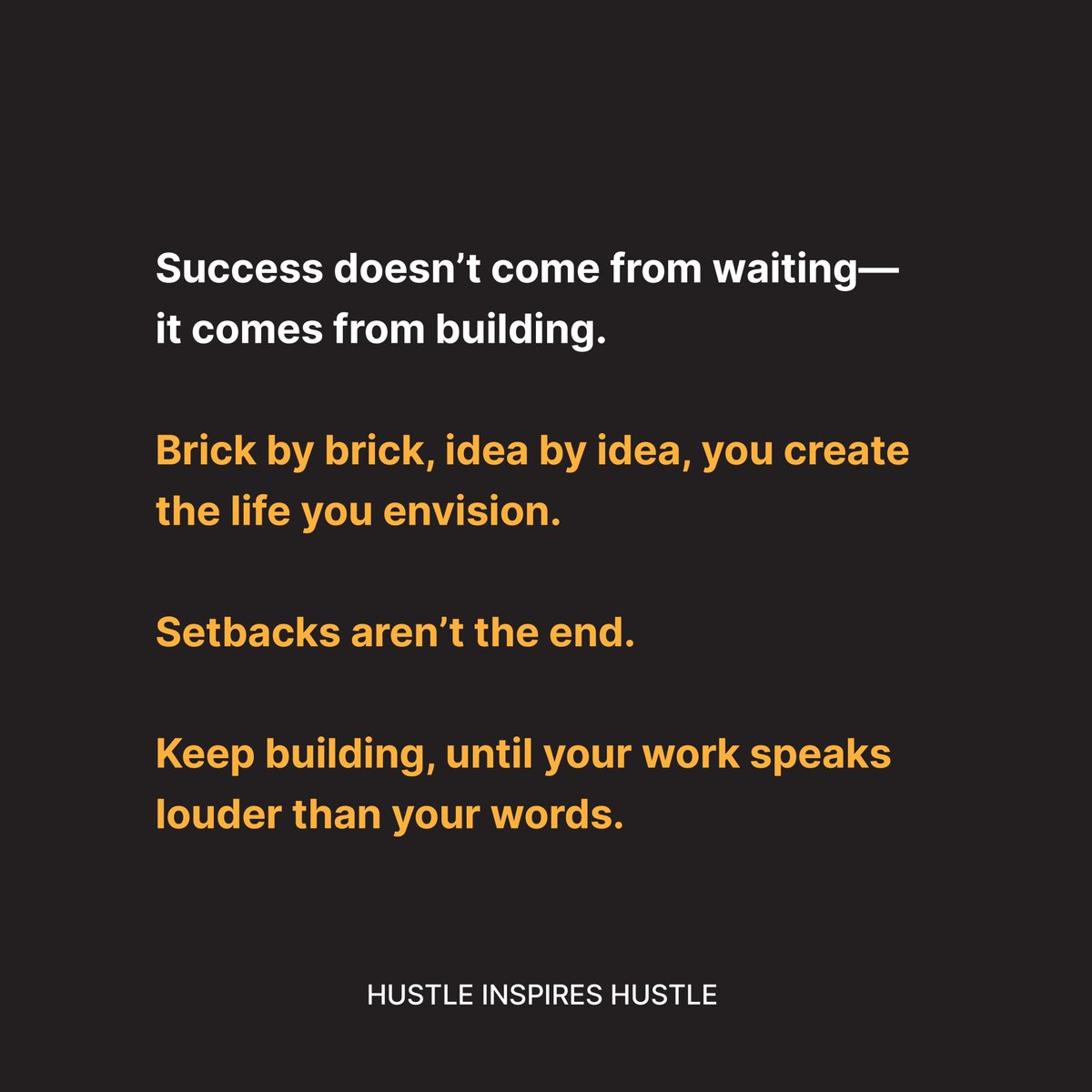 HustleInspires's tweet photo. Every step you take is a brick in the foundation of your future.
Setbacks aren’t failures—they’re part of the process. Keep building until your success is undeniable.
Tag someone who inspires you to keep going!
#HustleInspiresHustle #AlexQuin #entrepreneurship #quotesgram #dailyquotes #quotestoinspire #businessmoney #businessmotivational #motivationalthoughts #motivationalsayings #motivationalpage #entrepreneurshipquotes #hustlequotes #hustledaily #explorepage #explorepost #quotes #motivationalquotesdaily #motivationalposts #InspiriationalWords #InspirationQuotes #WordsofTheDay