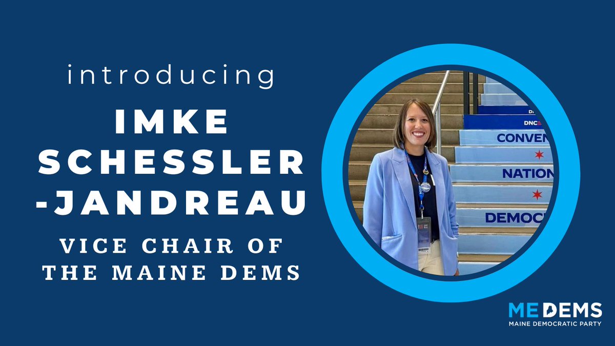 We’re excited to share that Imke Schessler Jandreau has been elected as the new Vice Chair of the Maine Democratic Party! Imke will work alongside our new Chair to strengthen our party, amplify the voices of Mainers, and continue the fight for progress and opportunity for all.