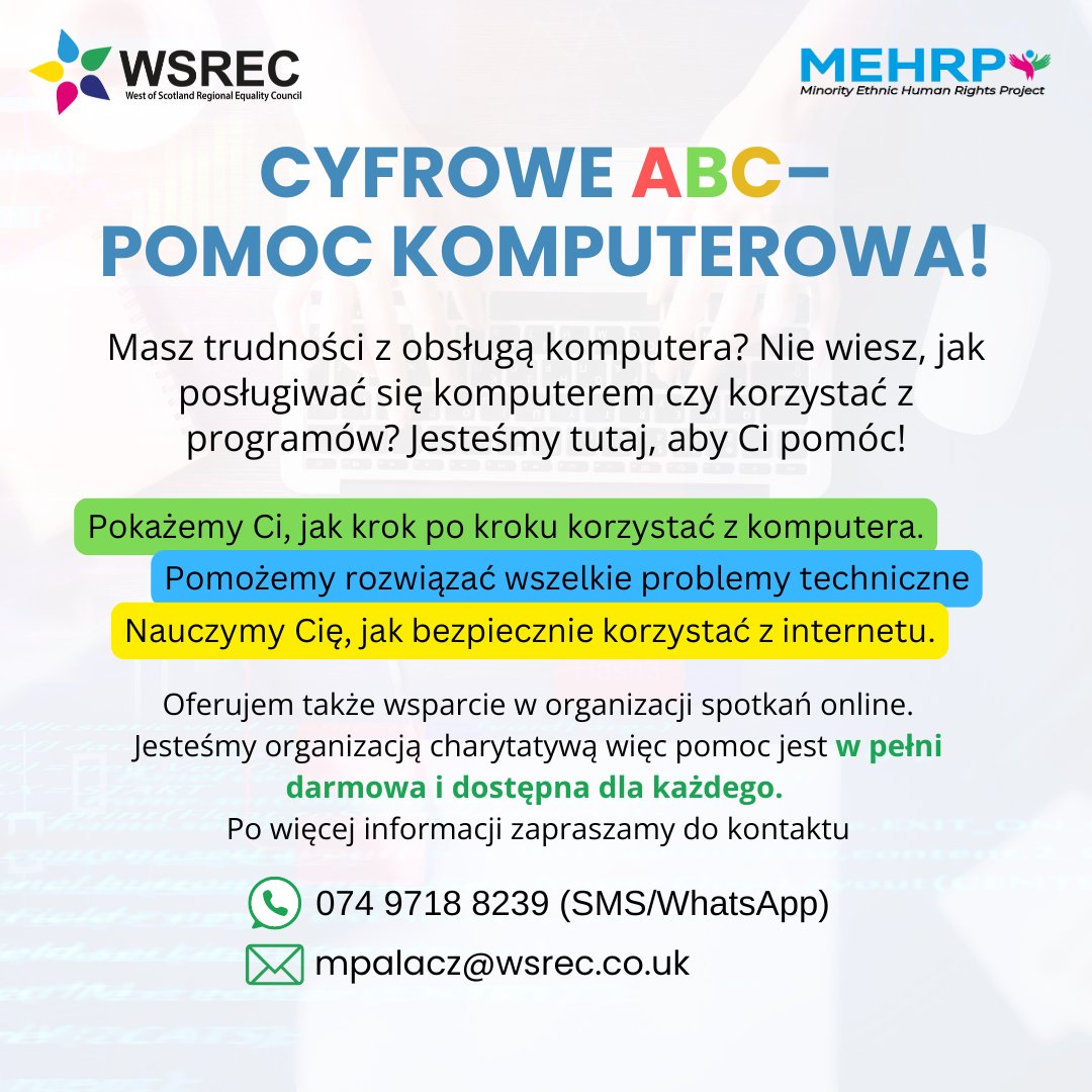 Exciting news! 

Our new in-person IT/tech support for the Polish-speaking community is here! We'll teach you to confidently use your devices and provide troubleshooting help when needed

 #TechSupport #PolishCommunity