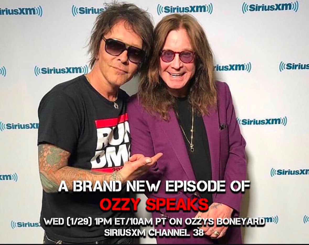 OzzyOsbourne's tweet photo. All new Ozzy Speaks episode airs today on @SiriusXM’s @OzzysBoneyard at 10am PT / 1pm ET. Billy Morrison &amp; I discuss sobriety, funny movies, touring with @DefLeppard and play the newly updated  version of ‘Gods of Rock N Roll' (Orchestral) https://t.co/rTIKMNQsNz