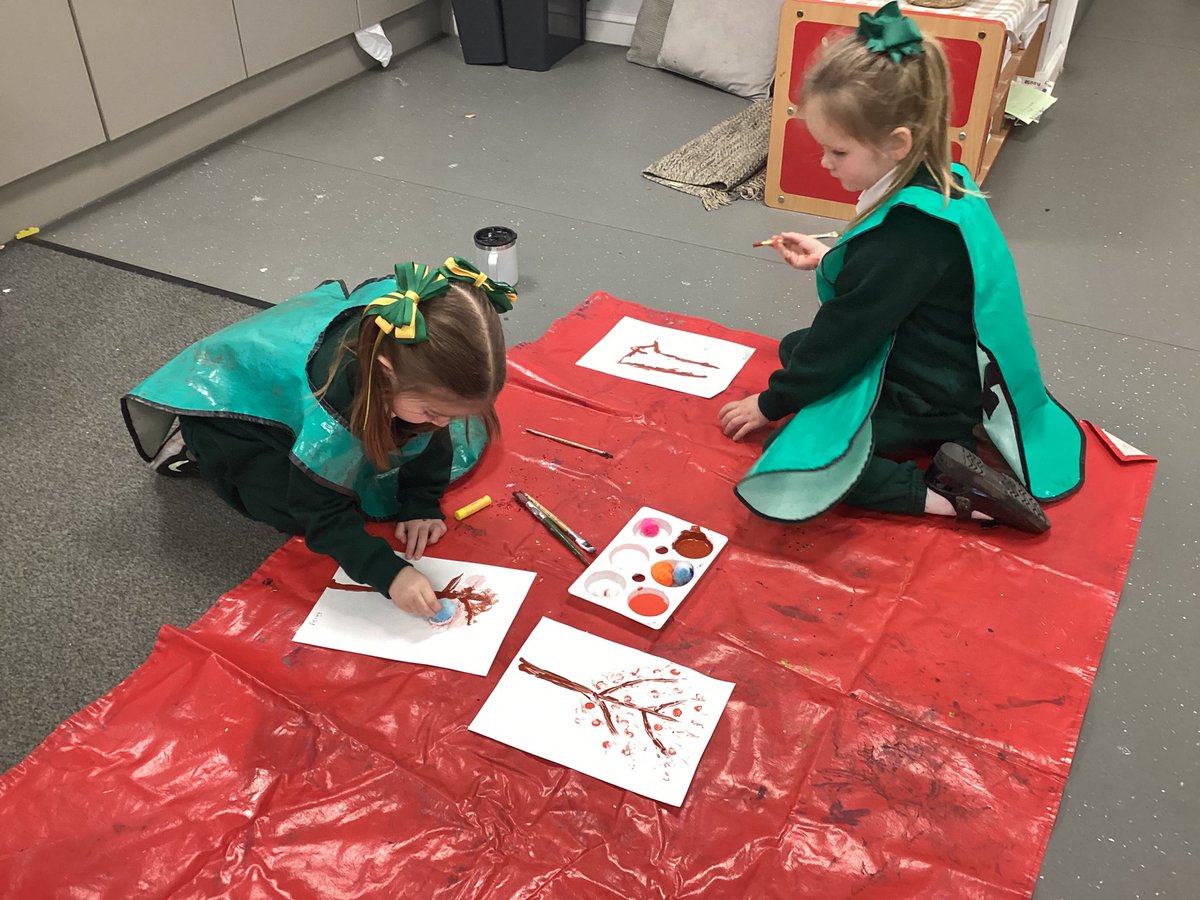 RC have been busy creating beautiful art work this week by painting Chinese blossom trees.