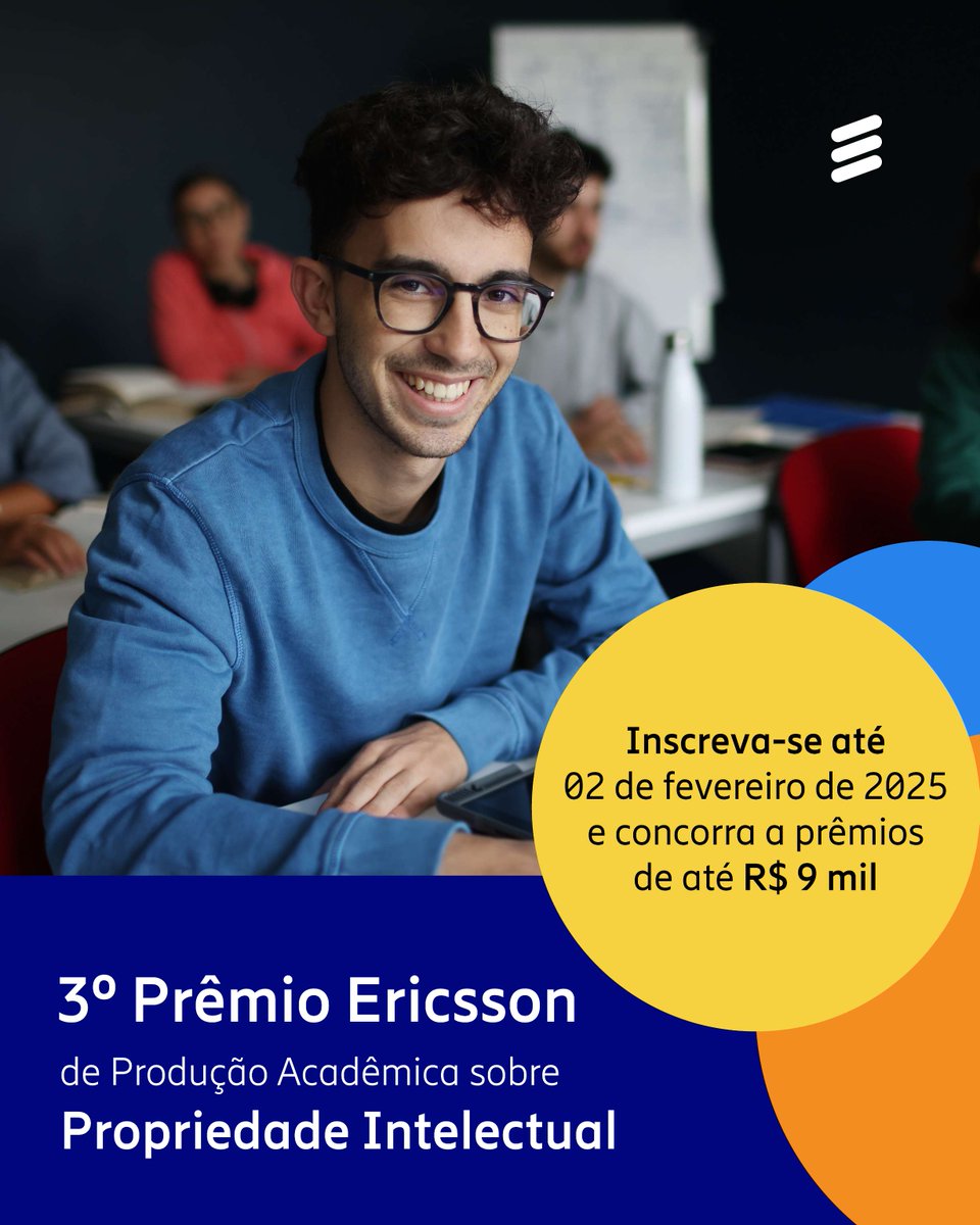 Não perca! Até 2 de fevereiro, o Prêmio Ericsson de Produção Acadêmica sobre Propriedade Intelectual está com inscrições abertas. Seu artigo pode te levar à Ericsson na Suécia e conquistar até R$ 9 mil. 

Saiba mais: m.eric.sn/JaAC50UPrml