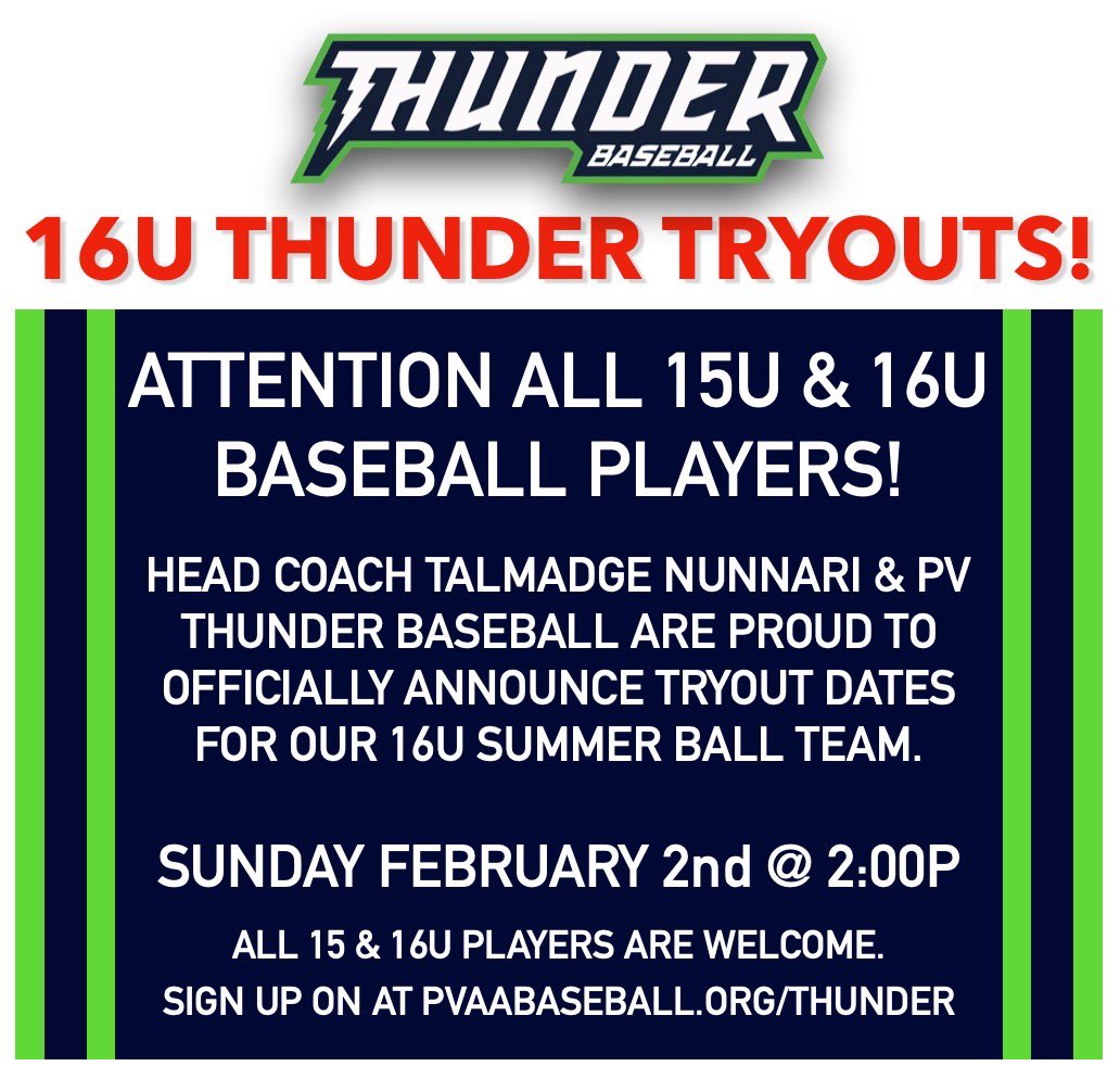 16u Tryouts-2027 &amp; 2028 looking for a combination of Player Development &amp; Game play.
Spring/Summer Schedule includes:
• May-July
•2 Practices per week 2-2.5 hrs
•2 Coaches with MLB &amp; D1 Baseball Experience
• 4 DH’s
• 7 Tournaments- PG, Prospect-wire, PBR, GFB