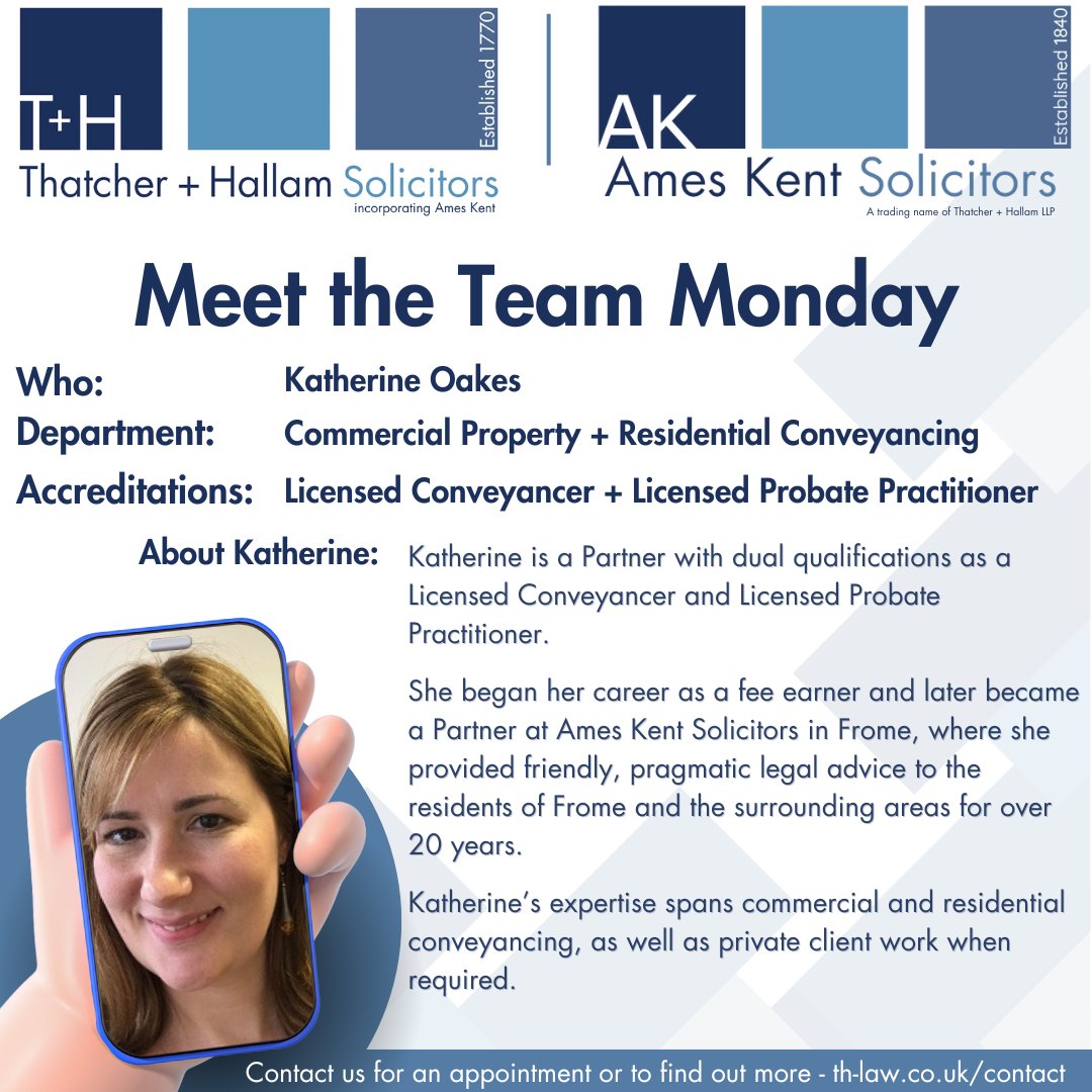 It's #meettheteammonday and this week we're featuring Katherine Oakes from our Commercial Property and Residential Conveyancing Departments #meettheteam #teammember #staffprofile
