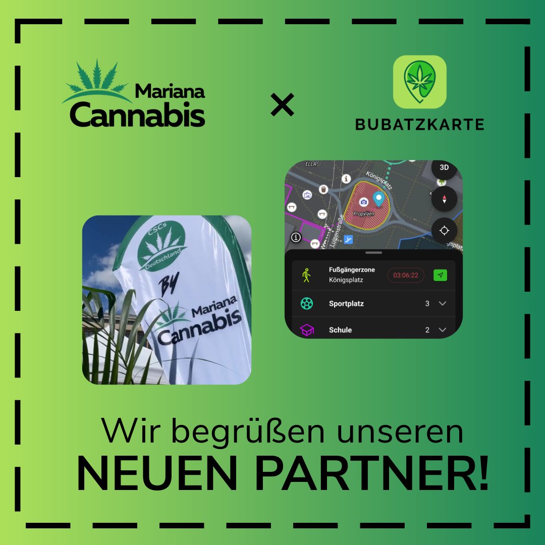 Bubatzkarte x <a href="/MarianaVerband/">Mariana Cannabis</a> 

Die Bubatzkarte App und <a href="/MarianaVerband/">Mariana Cannabis</a> haben sich in einer Partnerschaft zusammengeschlossen! 🤩

Was haben wir vor?
➡️Die CSCs von Mariana Cannabis werden mit dem Start von "Bubatzkarte Portal" als erstes in der Bubatzkarte App erscheinen – und