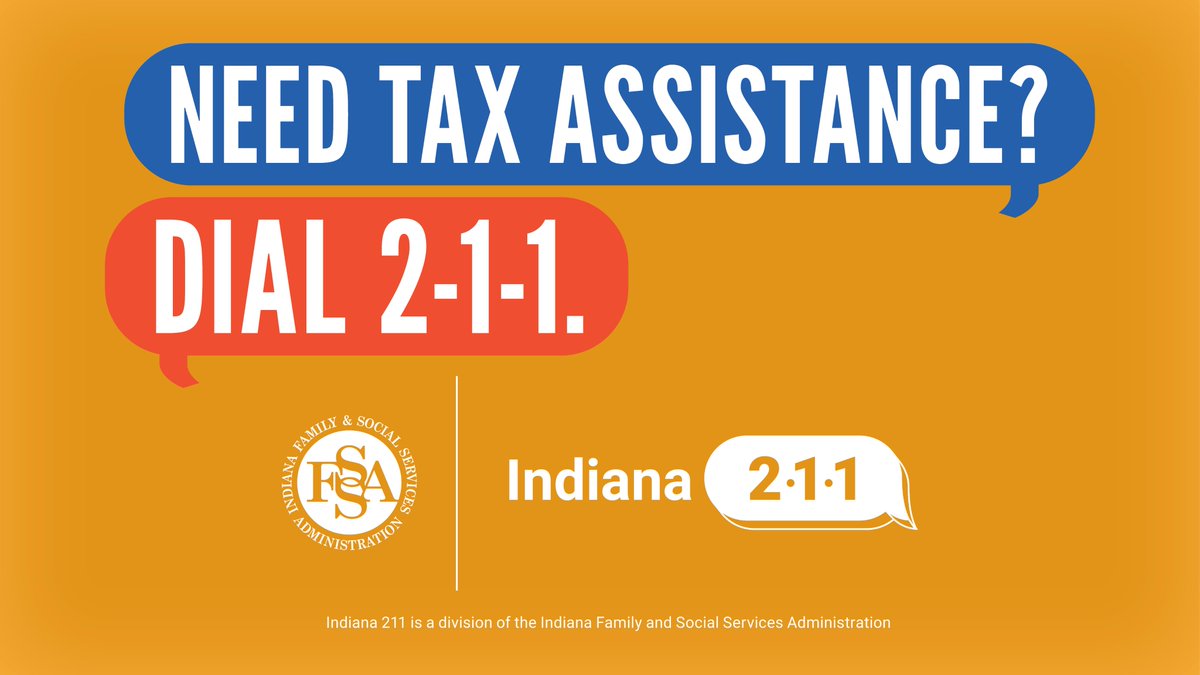 Tax season is here. Indiana 211 community navigators are available to provide you with Volunteer Income Tax Assistance (VITA) locations and other FREE tax assistance resources located throughout Indiana. Call 2-1-1 to find FREE tax assistance in your community.