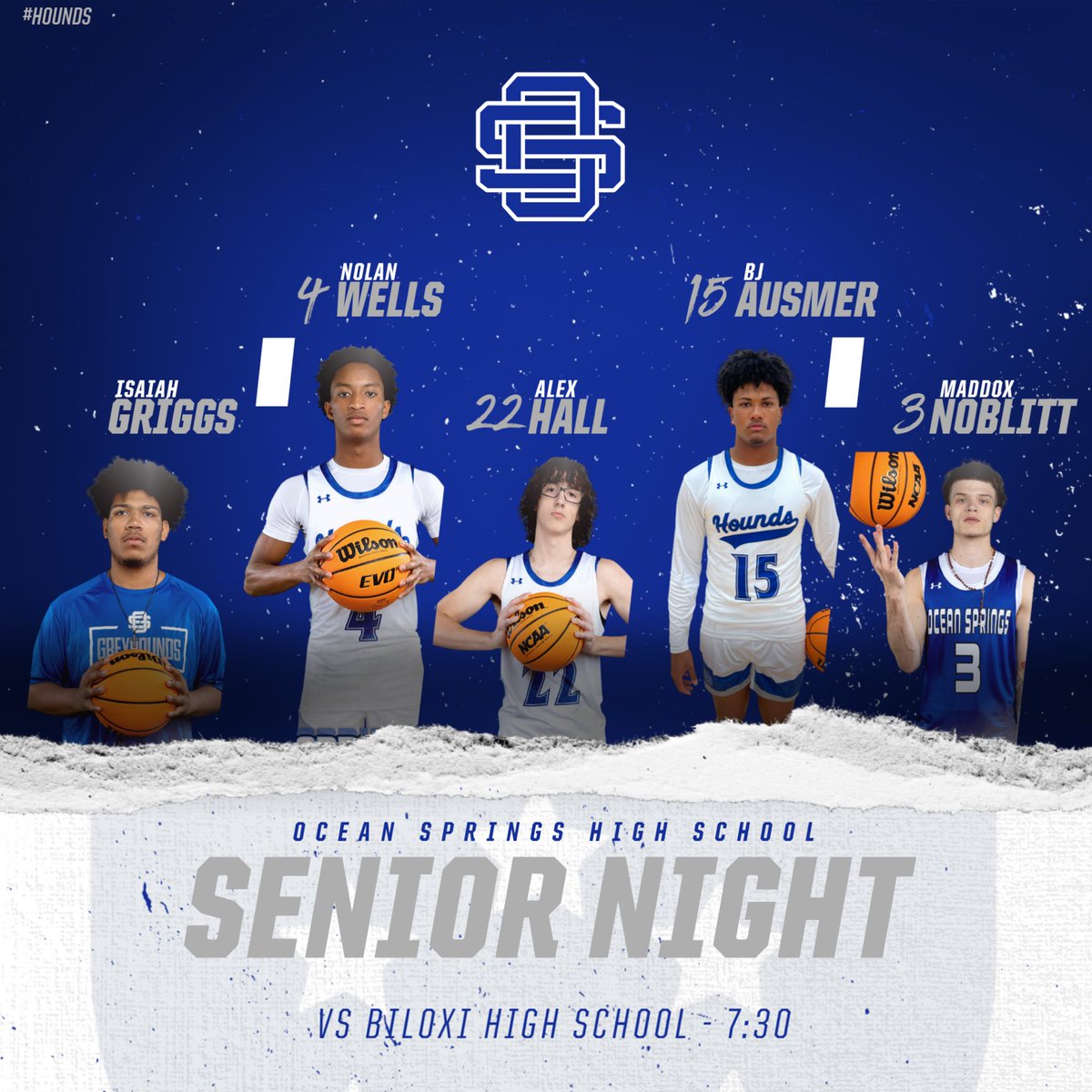 OceanSpringsBB's tweet image. Tonight we recognize our Seniors for all their hard work and dedication! 

Action begins… 

JVB at 5:00
VG : 6:00
Senior night ceremony for the Lady Greyhounds, Greyhounds and Houndettes. 
VB: 7:30.