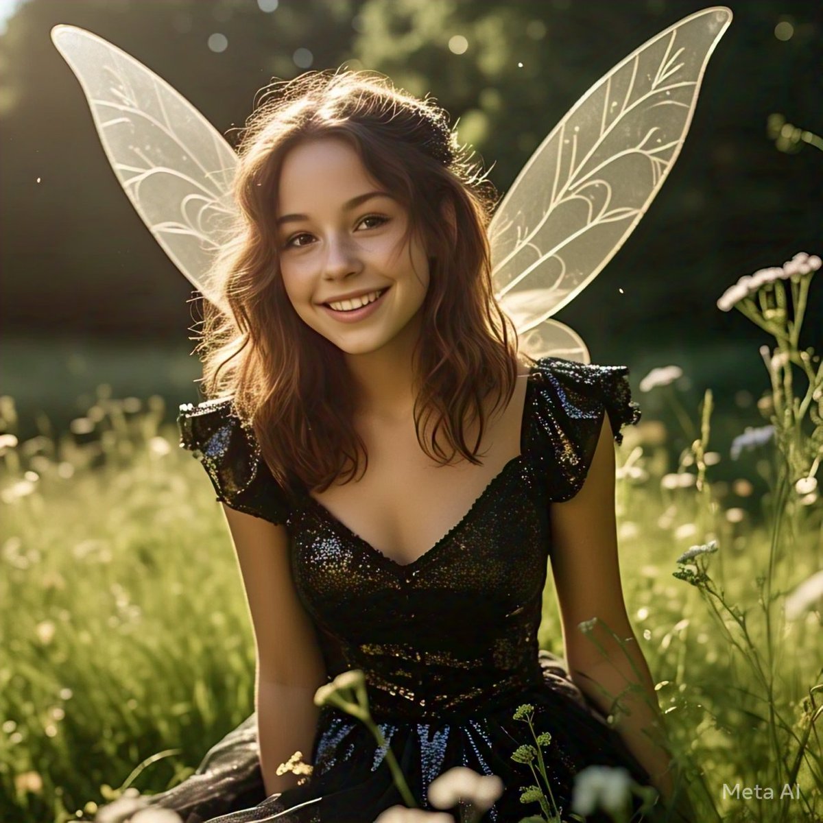 Wishing you a fairy good night 🌉 
Feeling like a magical creature in my sparkling black fairy frock! Where fantasy meets reality #FairyVibes #SparkleSquad #FashionMagic #BlackFairyFrock #GlamourAndGlitter