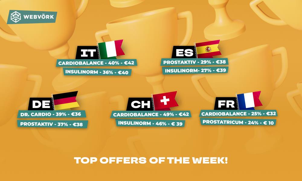 Webvorkcom's tweet photo. 🔥 BEST OFFERS OF THE WEEK

We’ve updated the rating of our best offers of the week.

10 offers for such GEOs as Italy, Spain, Germany, Switzerland and France are ready to please you with nice approval rates and high payouts! https://t.co/ZAsebb0CvV