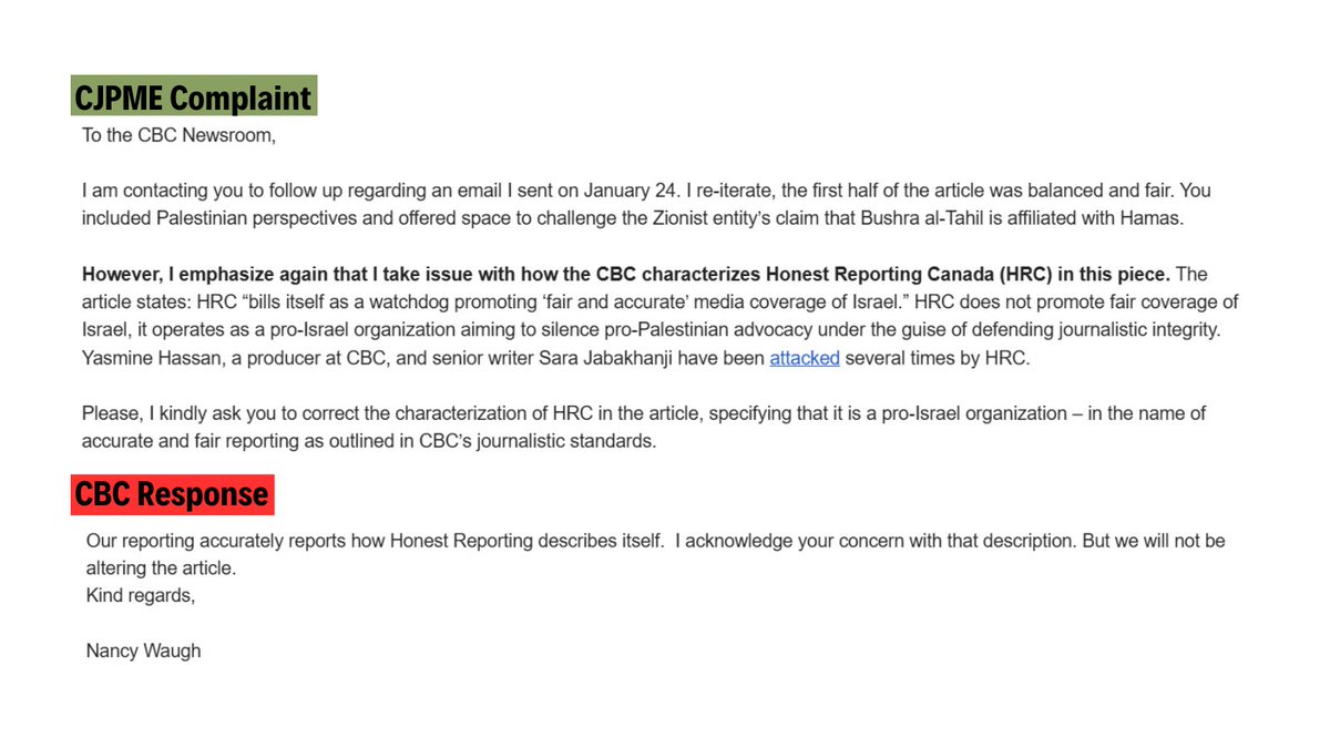 Jason Toney (@jasontoney_) on Twitter photo Despite its alarming track record, <a href="/CBCNews/">CBC News</a> says <a href="/HonestRepCanada/">HonestReporting Canada🎗️</a> "bills itself as a watchdog promoting ‘fair and accurate’ media coverage of Israel." When pressed by <a href="/CJPME/">Canadians for Justice and Peace in the Middle East</a> to at least mention that HRC is a pro-Israel group, a senior CBC editor refused. Despite its alarming track record, <a href="/CBCNews/">CBC News</a> says <a href="/HonestRepCanada/">HonestReporting Canada🎗️</a> "bills itself as a watchdog promoting ‘fair and accurate’ media coverage of Israel." When pressed by <a href="/CJPME/">Canadians for Justice and Peace in the Middle East</a> to at least mention that HRC is a pro-Israel group, a senior CBC editor refused.