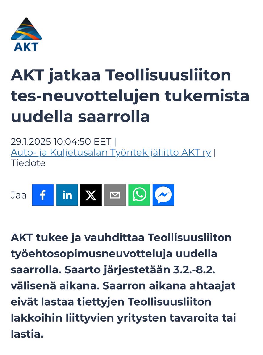 OttoMeri's tweet photo. Miten helvetissä tällainen voi olla laillista? Täysin ulkopuolinen AKT saa aiheuttaa merkittävää vahinkoa yrityksille, jotka eivät ole missään sopimussuhteessa ammattiliiton kanssa.

Tällaisten saartojen ja muiden ”tukilakkojen” pitäisi olla kiellettyjä.

Ihan mafiameininkiä. https://t.co/DrY3d50EFi
