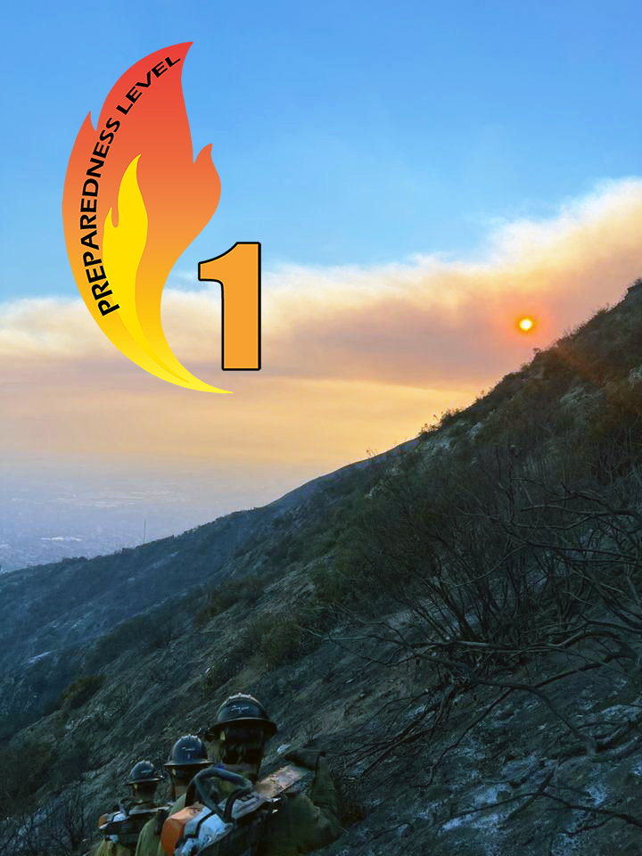 #NationalFireNews: The National #PreparednessLevel has decreased to a 1 (PL1) as of 0730 (MST), today 01/29/25. This is due to mitigating fire weather conditions across Southern California and an increase in availability of all national resource types.