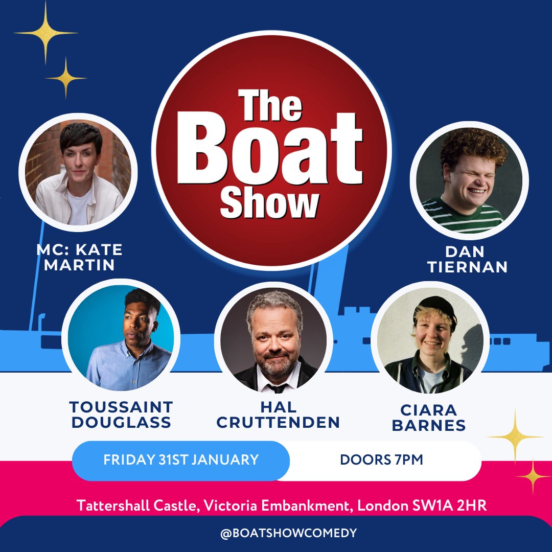 The Boat Show Comedy Club (@boatshowcomedy) on Twitter photo This weekend! We are almost sold out already - last chance to grab tickets to see <a href="/tiernancomedian/">Dan Tiernan</a> <a href="/Toussaint_X/">Toussaint Douglass</a> <a href="/Halcruttenden/">Hal Cruttenden</a> Kate Martin, Ciara Barnes and more! #LondonComedyClub This weekend! We are almost sold out already - last chance to grab tickets to see <a href="/tiernancomedian/">Dan Tiernan</a> <a href="/Toussaint_X/">Toussaint Douglass</a> <a href="/Halcruttenden/">Hal Cruttenden</a> Kate Martin, Ciara Barnes and more! #LondonComedyClub