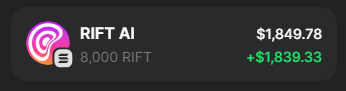 FREE AIRDROP IT IS!

GAVE OUT 176 CODES FOR THIS AND JUST HOPING ALL OUR WINNERS DID THE APPLICATION.

$RIFT PUMP ITTTTTT

Special shoutout to <a href="/Web3Arcadia/">Arcadia</a> <a href="/_kokobean/">kokobean</a> <a href="/eclcrypto/">ec</a> <a href="/cristu/"></a> . Thank you sm for always serving real good for my people. 🧑‍🍳