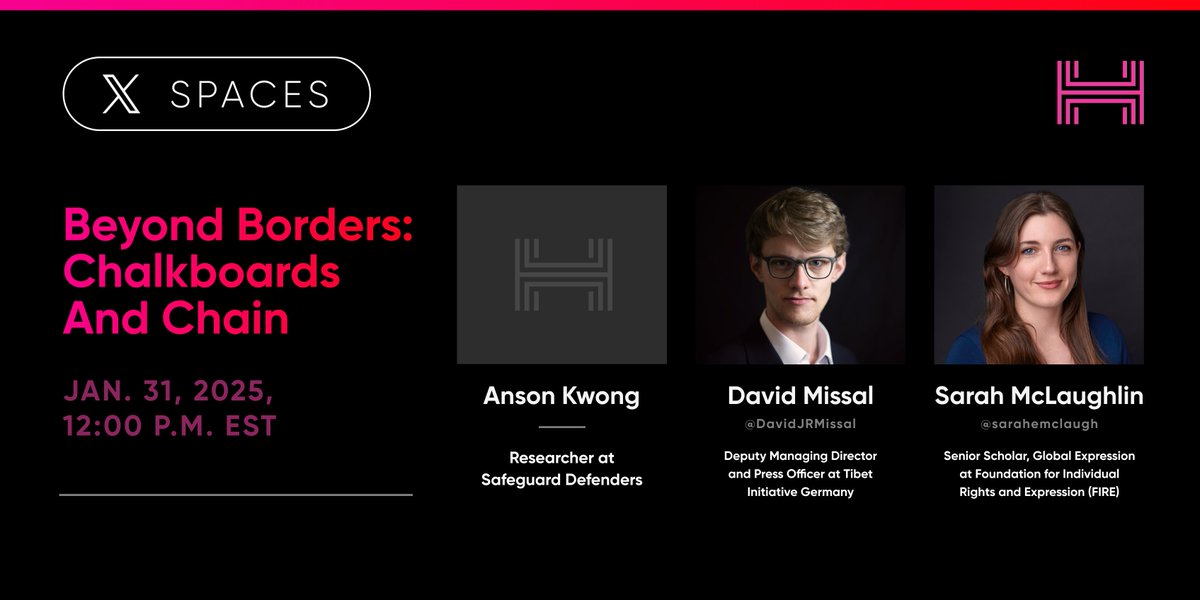 Tune in to our X Space, Beyond Borders: Chalkboards &amp; Chains, to learn how the Chinese Communist Party’s transnational repression is stifling voices in academia, distorting narratives, and hijacking innovation.

🗓️Friday, Jan. 31
⏰12:00 p.m. EST
🎙️Tune in here: