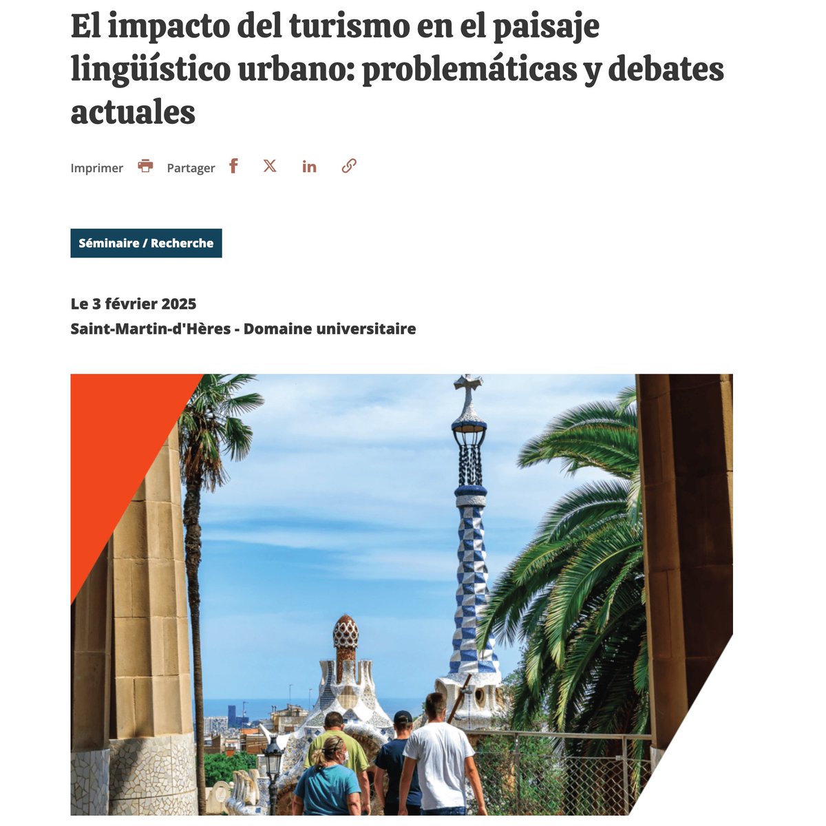 🏙️ Conférence en espagnol de David García Ponce (Université de Huelva) – Professeur invité à l’ILCEA4.
🗓️ 3 février 2025 de 13h30 à 15h30
📍 Salle des conseils, Maison des langues et des cultures
🔍 Info+ : bit.ly/3E9cgef