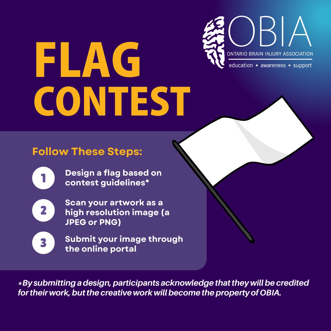 🎨 Flag Contest for #BrainInjuryAwareness 🧠💙Individuals impacted by ABI, caregivers, &amp; family members are invited to share their creativity and help us create a unifying symbol of resilience, hope, &amp; strength for the #ABI community. Learn more: obia.ca/brain-injury-a…