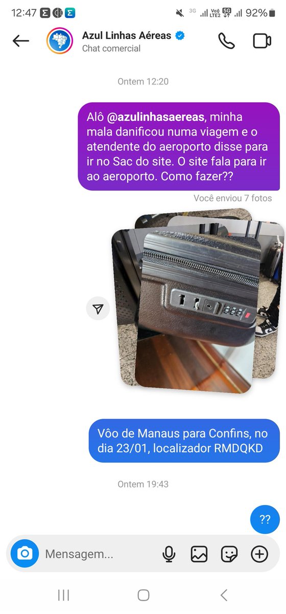 hcg80's tweet photo. @azulinhasaereas Boa tarde, sem retorno. https://t.co/5AVFaB77lU