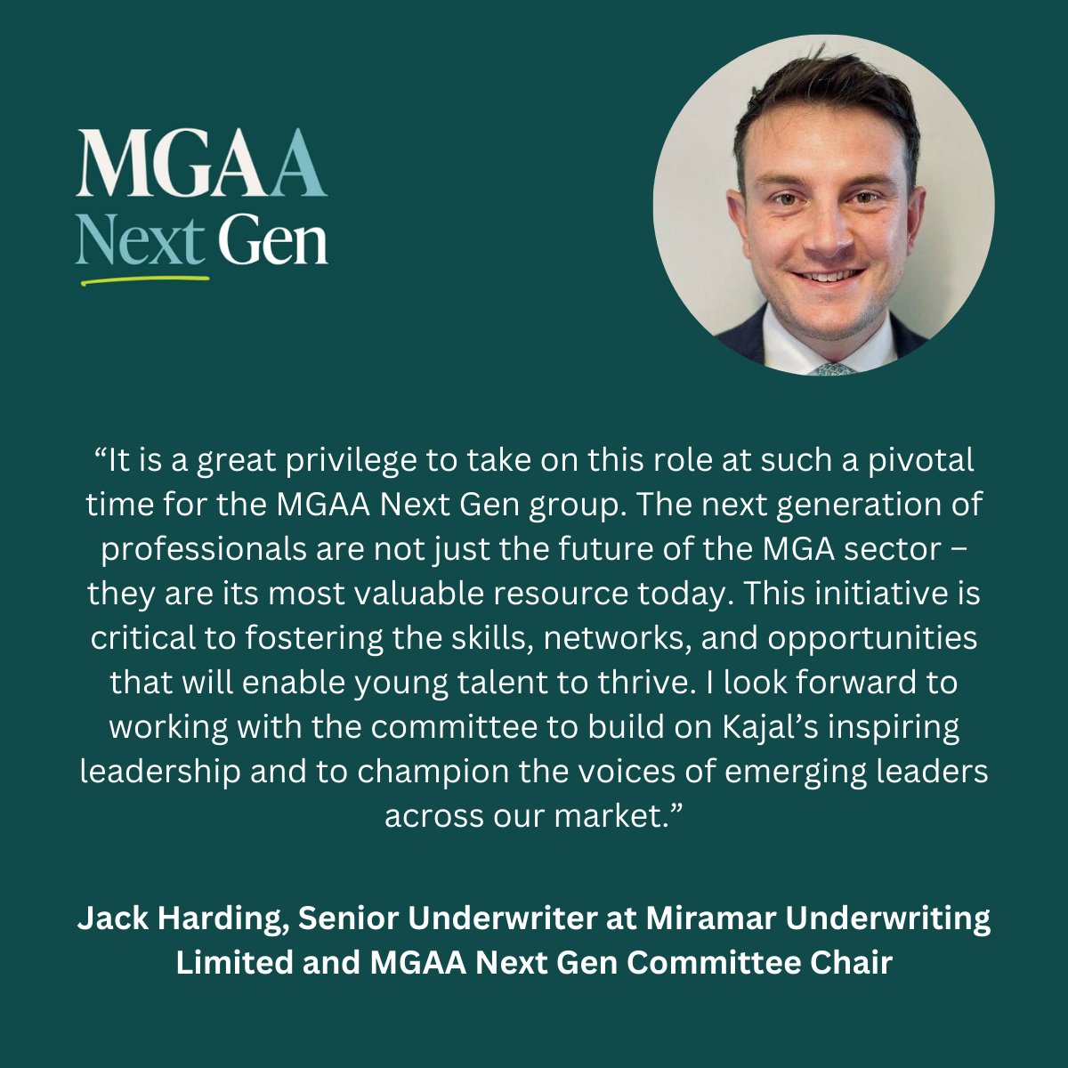 The Managing General Agents’ Association (<a href="/UKMGAA/">MGAA</a>) has announced the appointment of its new Next Gen Committee Chair: Jack Harding, Senior Underwriter at Miramar Underwriting Limited.

Read more: ow.ly/vFy550UPy4x

#Insurance #InsuranceNews
