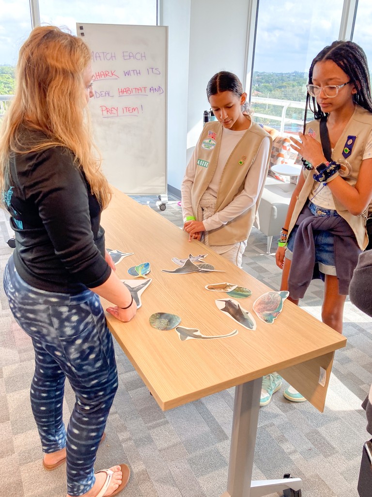 We recently partnered with the Girl Scouts of SE Florida for a JAWsome shark science and education day. The scouts learned about shark tagging, tested their knowledge with shark trivia, heard about careers from our team, got crafty and creative, and went on our VR shark dive.