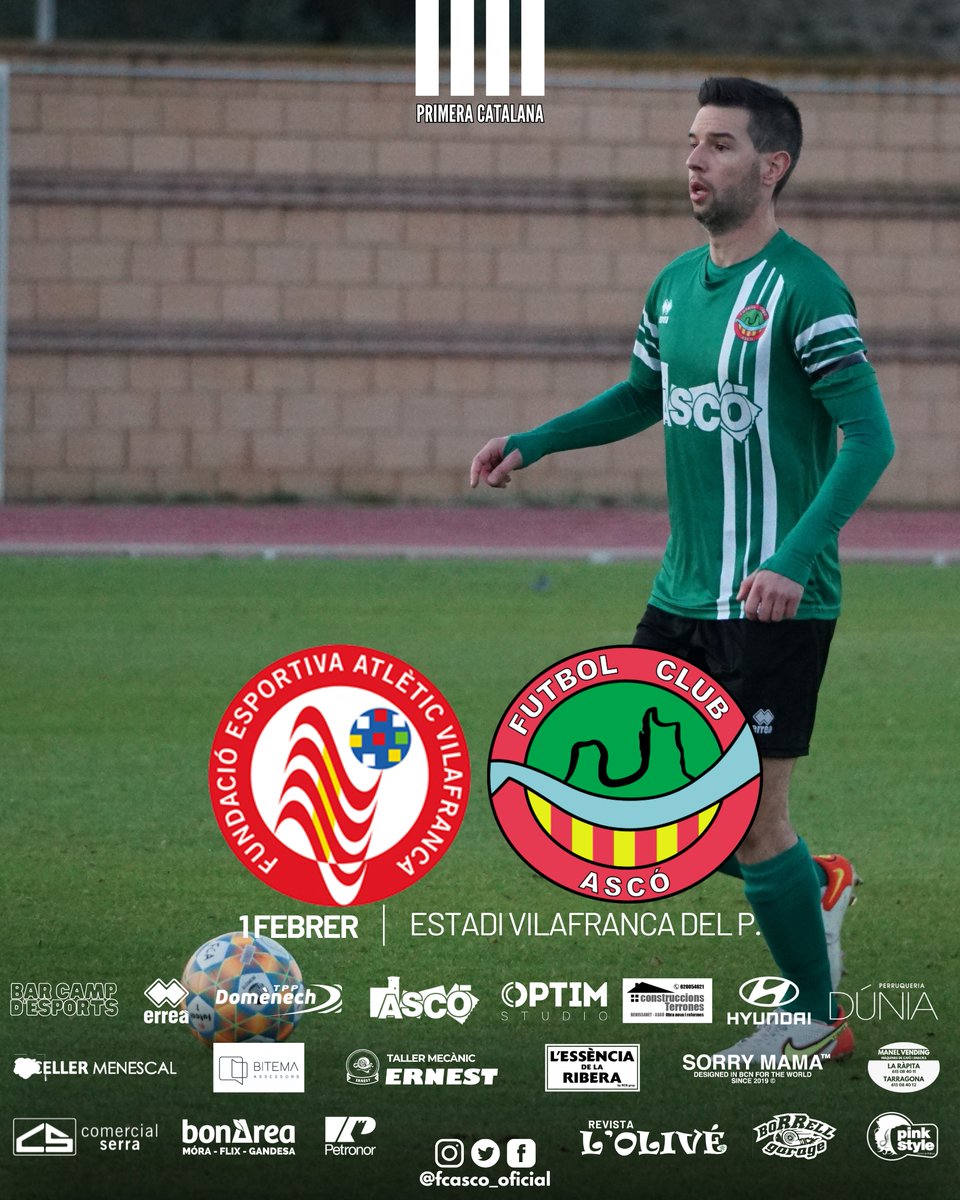 ⚽️ Nou partit de Primera Catalana i no és moment d'aturar-se. SOM-HI!💚

🆚 <a href="/AtleticVila/">Atlètic Vilafranca</a> 
🗓️ Dissabte 1 de febrer
📍 Estadi ZEM de Vilafranca del Penedès
🕠 18.00 h

#1cat3 #PrimeraCatalana #futcat