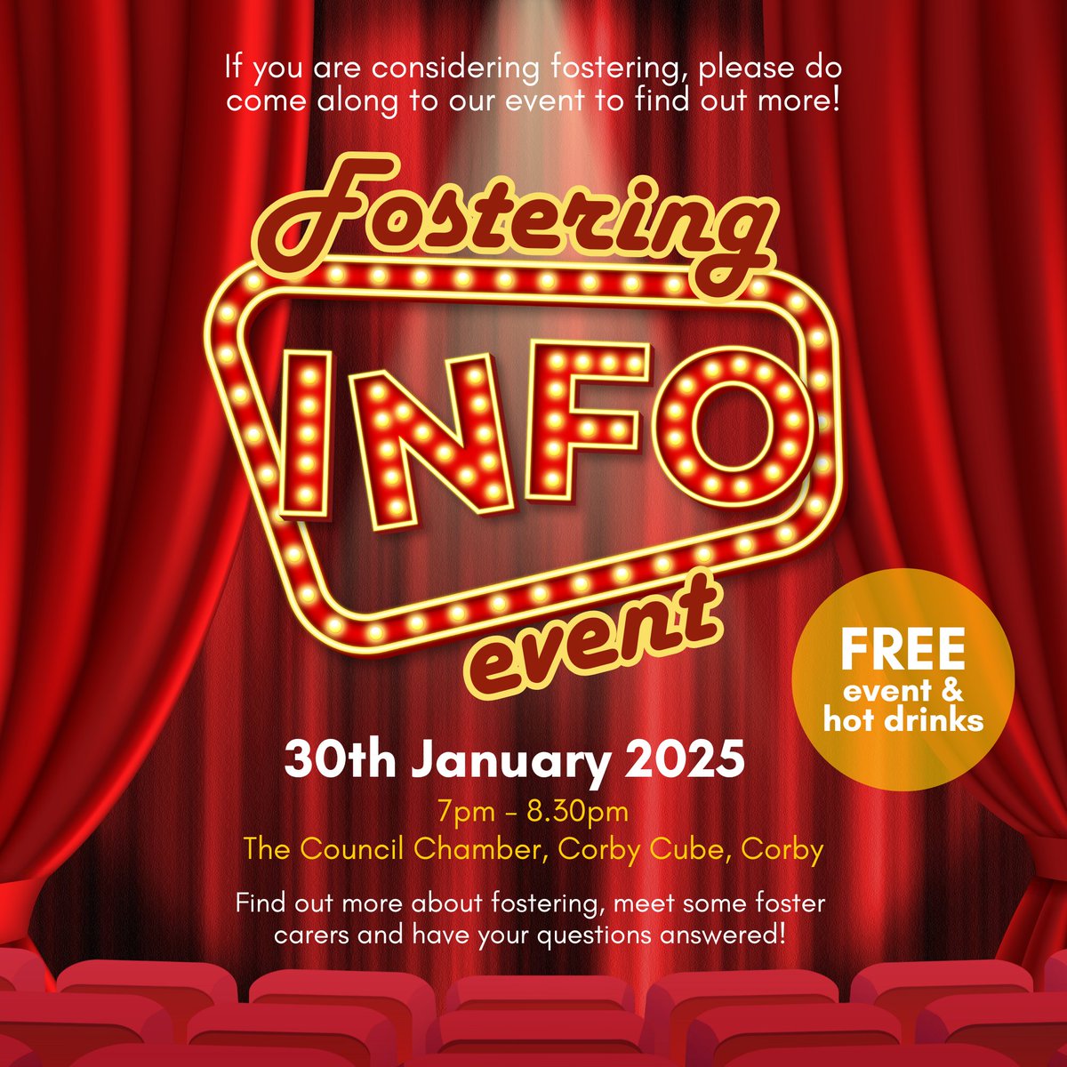 FosteringNCC's tweet photo. It's not too late to sign up for our fostering information event tomorrow night! 🌟

We will be at The Corby Cube on Thursday 30th January so come along and find out more about fostering.

We can't wait to see you there at 7pm!

Sign up via the link below
https://t.co/CrxG1Scx2F https://t.co/JmIoRmf7mQ