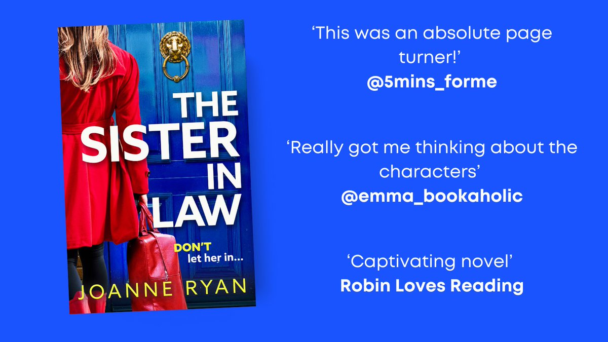 Boldwood Books (@boldwoodbooks) on Twitter photo Thank you to 5mins_forme, emma_bookaholic and <a href="/RobinLovesRead/">RobinLovesReading</a> for their recent reviews on #TheSisterInLaw by Joanne Ryan #blogtour
Buy now ➡️ mybook.to/thesisterinlaw Thank you to 5mins_forme, emma_bookaholic and <a href="/RobinLovesRead/">RobinLovesReading</a> for their recent reviews on #TheSisterInLaw by Joanne Ryan #blogtour
Buy now ➡️ mybook.to/thesisterinlaw
