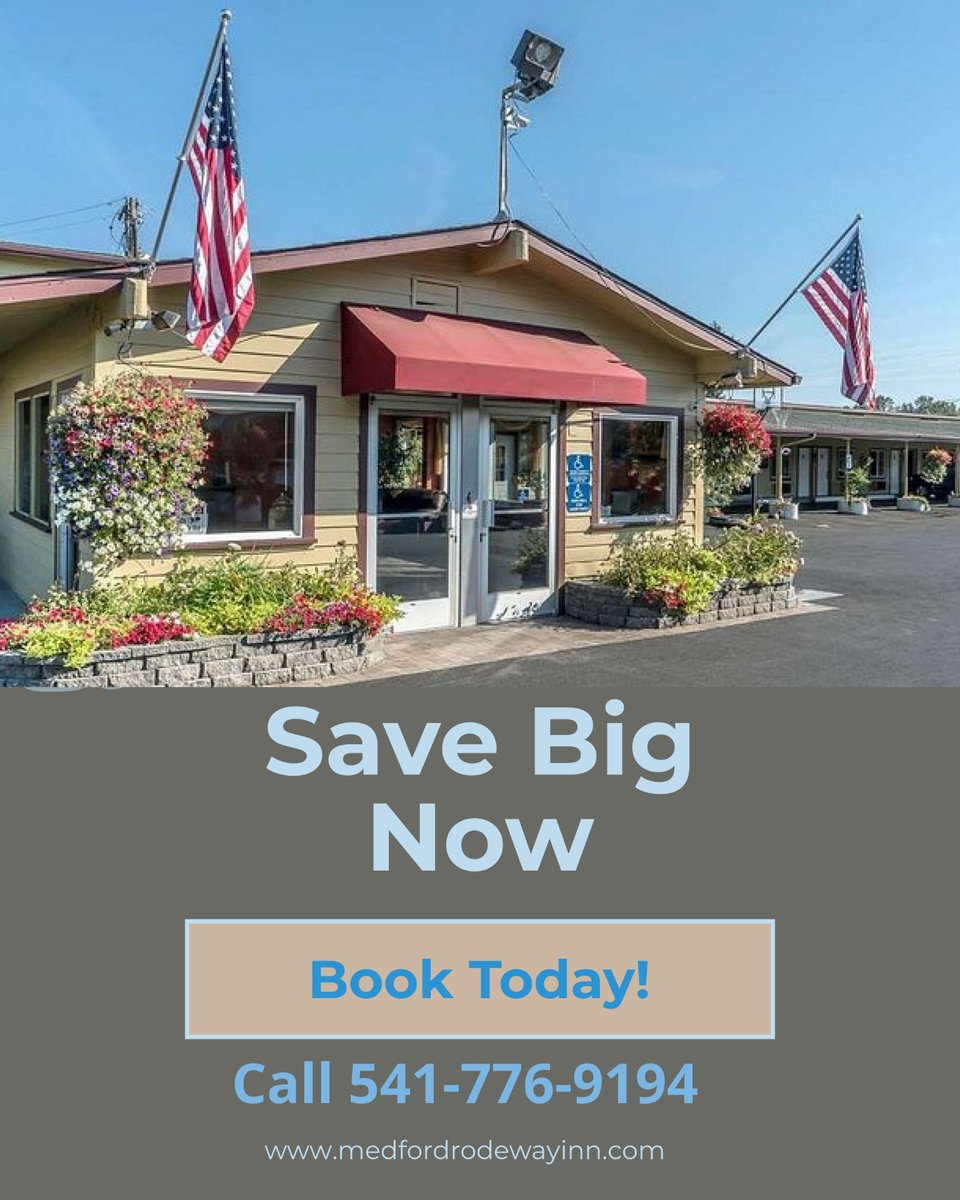 RodewayOR189's tweet image. 💼 Book Early and Save Big! Special Rates! 💼

Looking for a clean and affordable stay in Medford? Visit at Rodeway Inn Medford!

🌟 Spotless, cozy rooms
🍳 Complimentary breakfast
🚐 Free airport shuttle
📶 Free Wi-Fi

📍 Location : 901 S. Riverside Ave, Medford, OR 97501