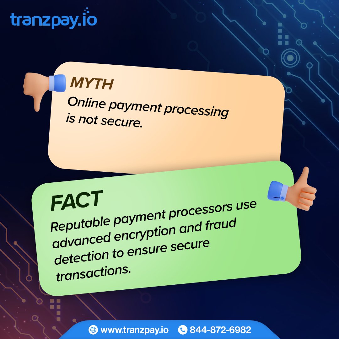 Tranzpay's tweet photo. 💭 Myth: Online #paymentprocessing is not secure.
Fact: 🔐Reputable payment processors use Advanced Encryption and Fraud Detection to ensure secure transactions.
💳 Payments are safer than ever!  #Tranzpay #PaymentSecurity #OnlinePayments #DigitalPayments https://t.co/8uhdPkHm1t https://t.co/jQJ2XzGRAM