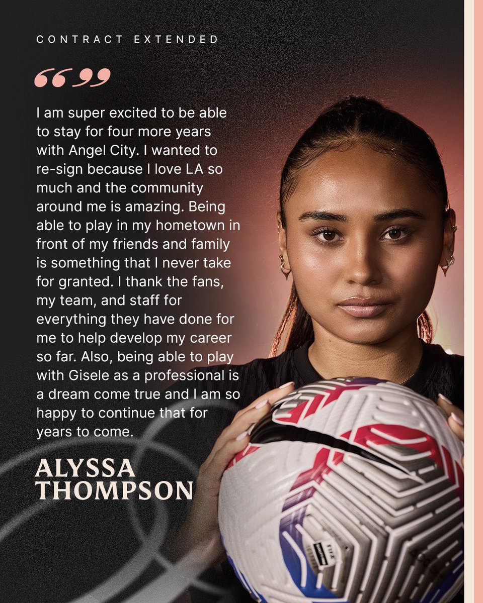 📰 #AngelCityFC announces that forward Alyssa Thompson has agreed to a three-year contract extension with the club through 2028.
Full details here: angelcity.com/acfc-post/thom…