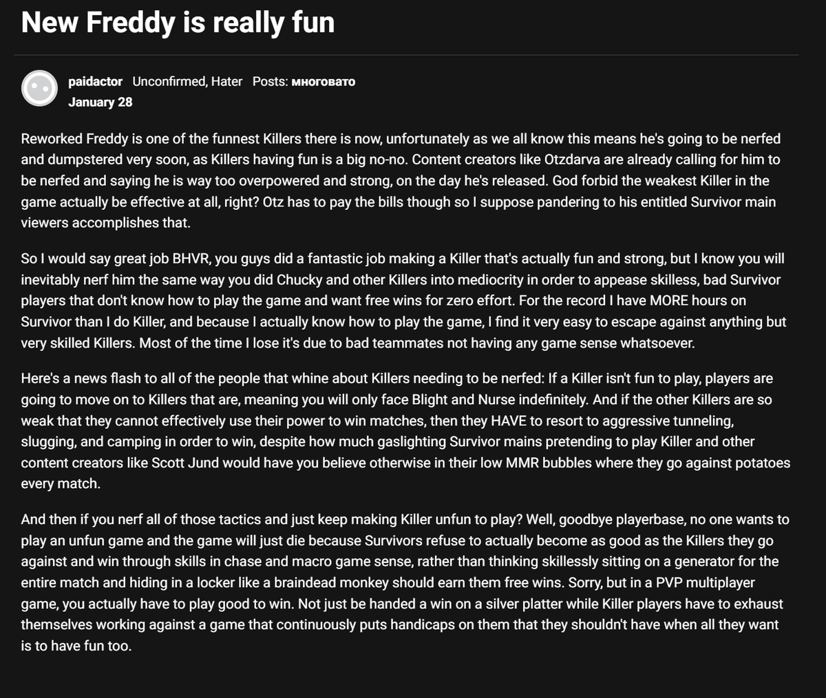 DBD Forums Struggles (also on 🟦☁️) tweet media